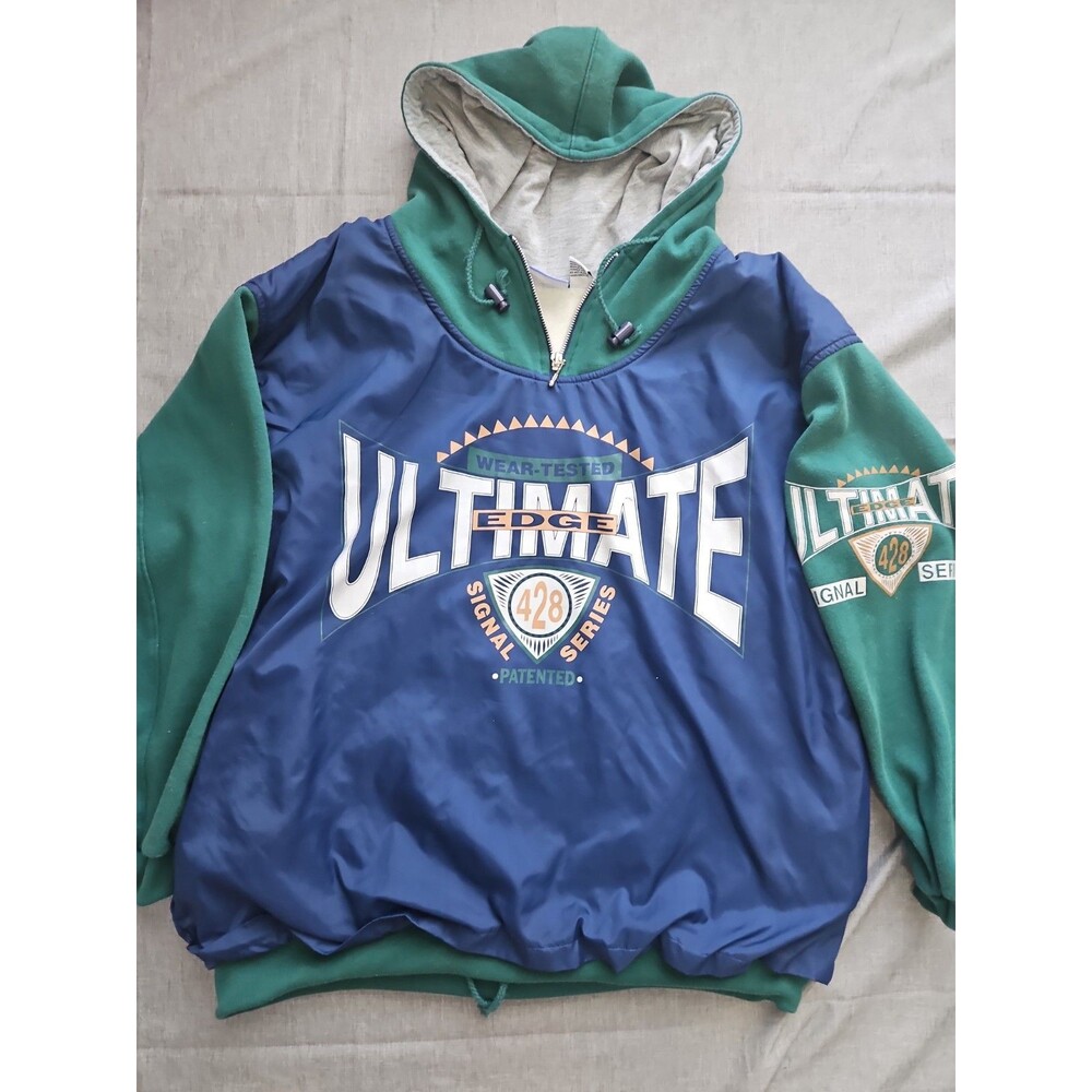 Vintage Todays News Mens Blue Green XL Pullover Windbreaker Ultimate Edge 428